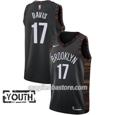 Maglia NBA Brooklyn Nets Ed Davis 17 2018-19 Nike City Edition Nero Swingman - Bambino